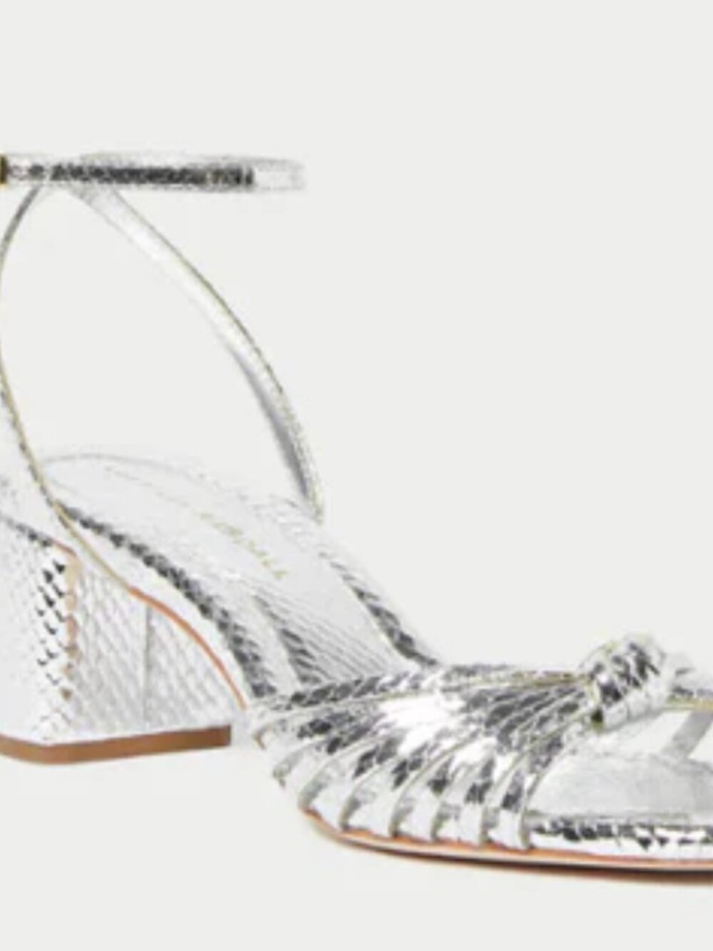Loeffler Randall Olivia Ankle Strap Silver Embossed Sandal, Size 8.5, New In Box